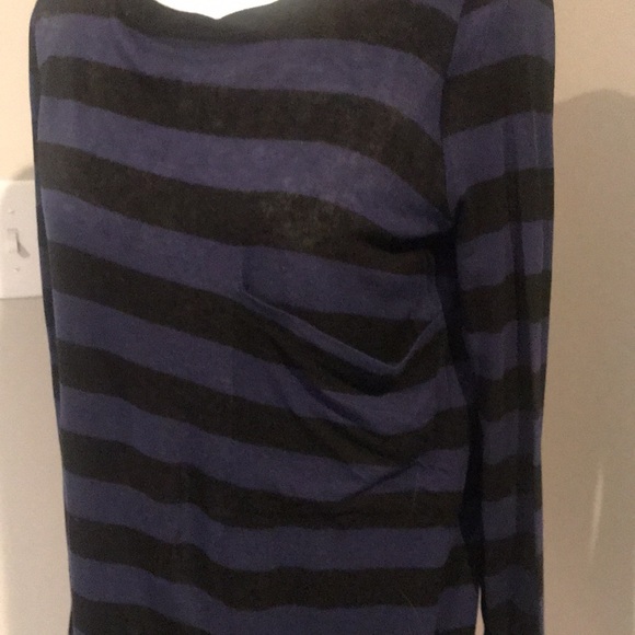 BCBG semi sheer tunic blue and black stripe - Picture 3 of 9